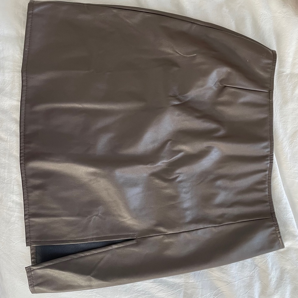 Motel Rocks Brown Leather Skirt